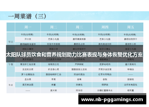 太阳队球员饮食和营养规划助力比赛表现与身体恢复优化方案